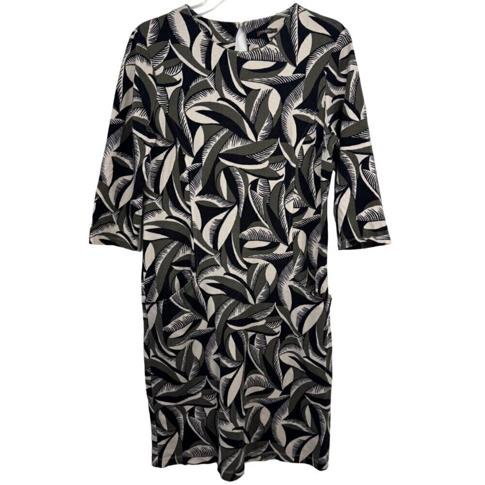 J. McLaughlin Multicolor Sheath Dress Pockets Stretch Leaves Size Large GUC